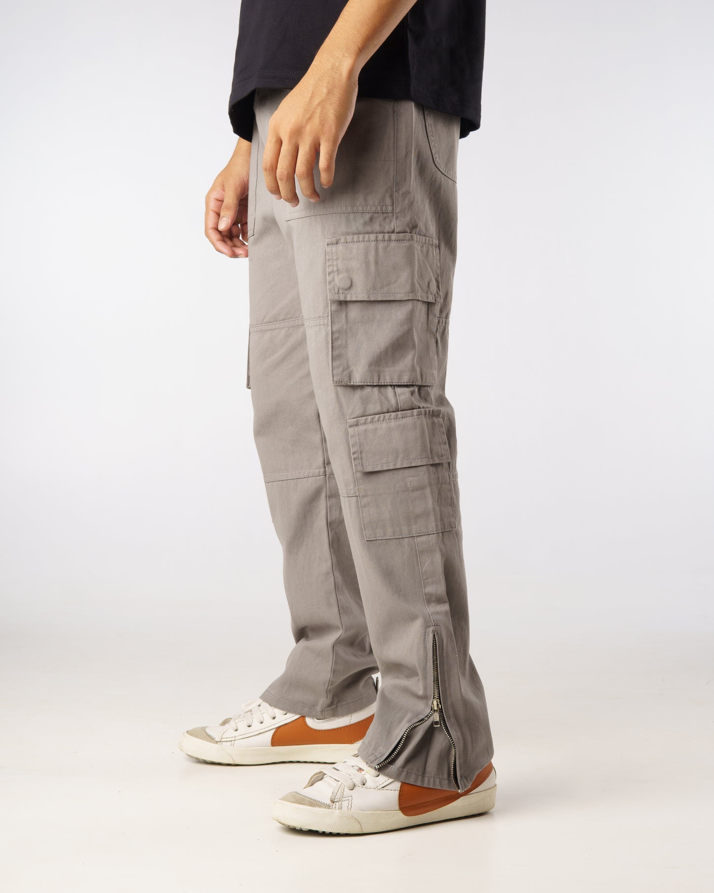 Flare Cargo Pants (Grey)