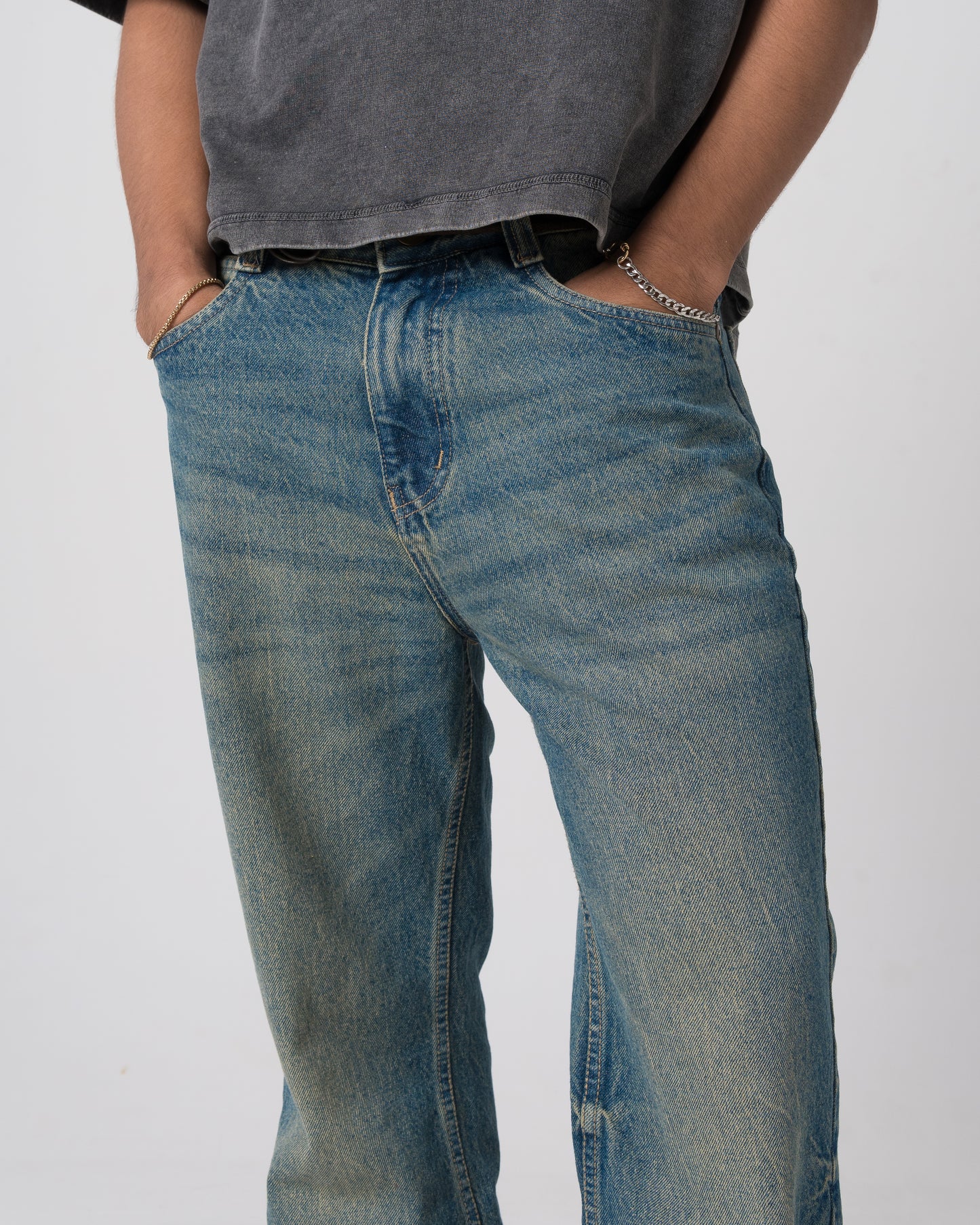 Vintage Bootcut Denim (Sun-faded Blue)
