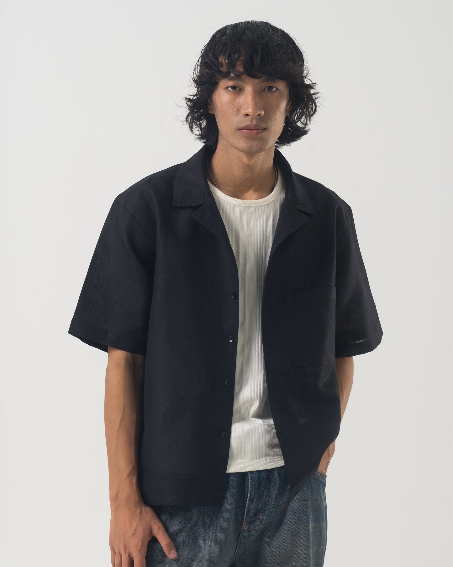 Studio Camp Shirt (Linen - Black)