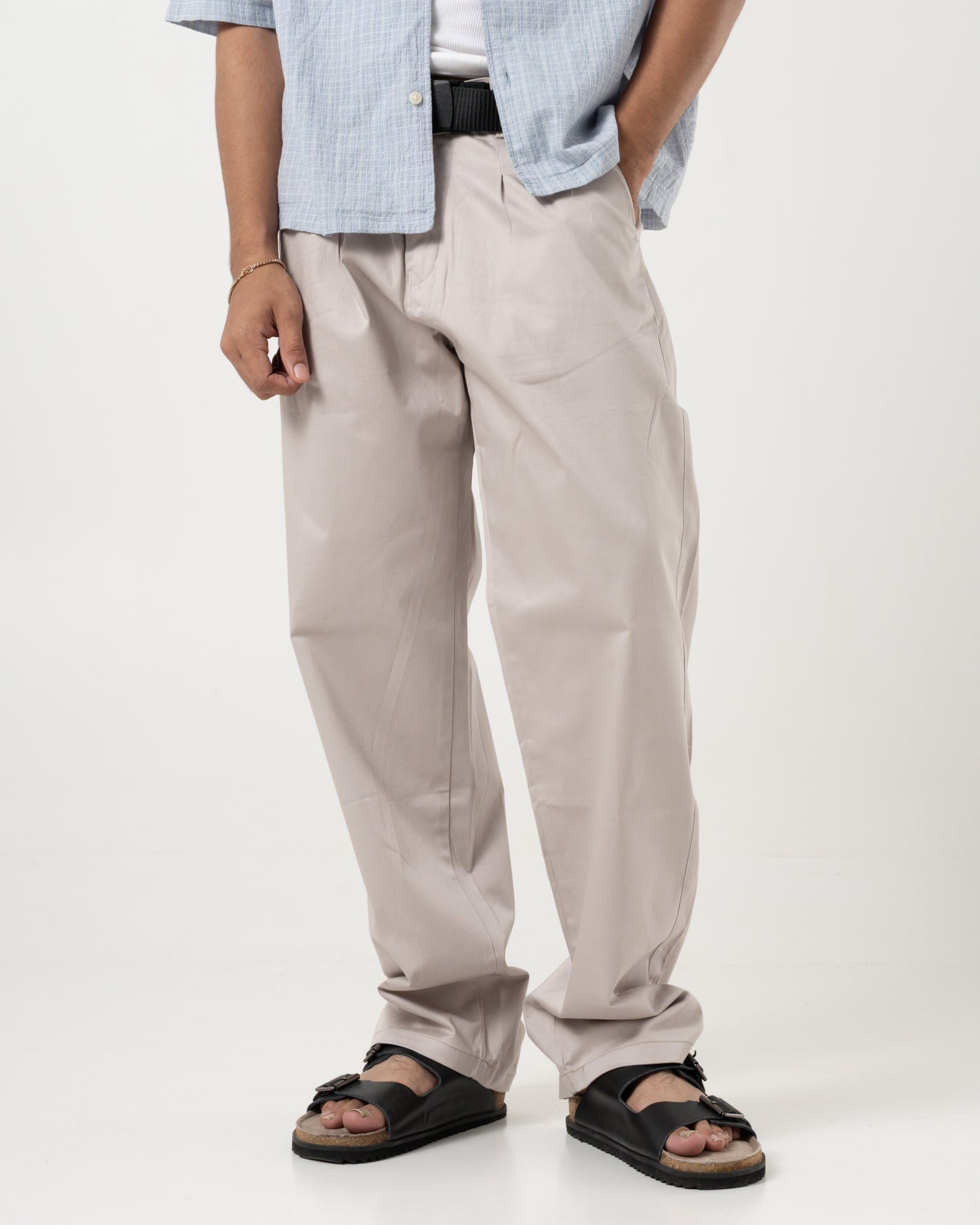 Double Pleated Trousers (Light Grey)