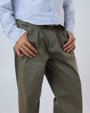 Double Pleated Trousers (Olive)
