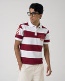 Burgundy Striped Rugby Polo