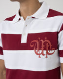 Burgundy Striped Rugby Polo