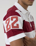 Burgundy Striped Rugby Polo