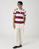Burgundy Striped Rugby Polo