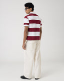 Burgundy Striped Rugby Polo