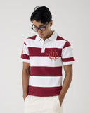 Burgundy Striped Rugby Polo