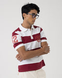 Burgundy Striped Rugby Polo