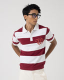 Burgundy Striped Rugby Polo