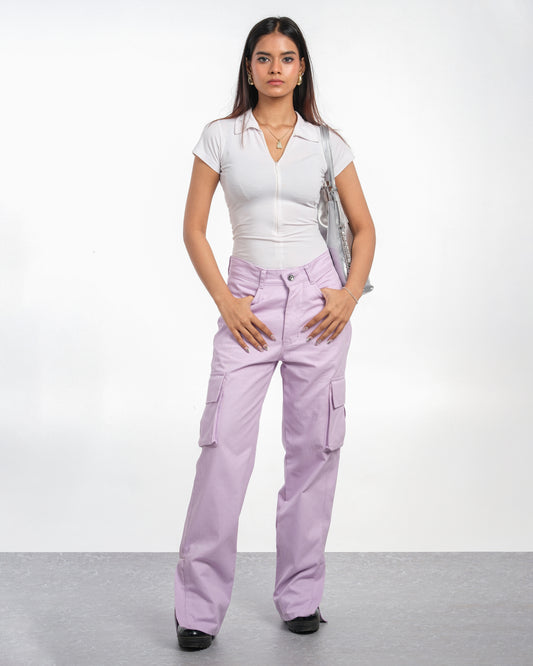 Straight Cargo Pants (Lavender)