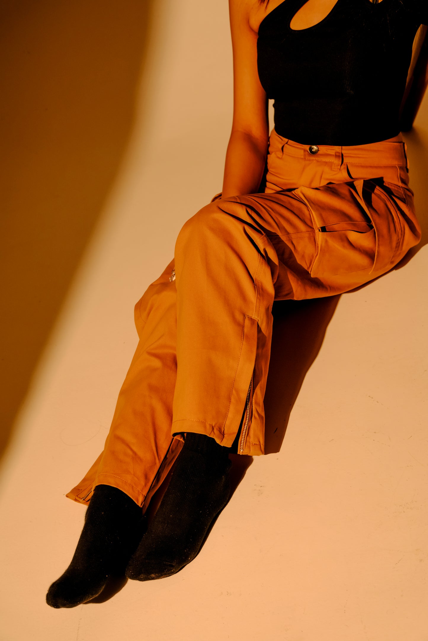 Straight Cargo Pants (Tan)