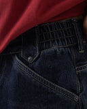 Dark Wash Jeans with Layered Waistband