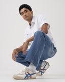 Medium Wash Jeans with Layered Waistband