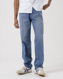 Medium Wash Jeans with Layered Waistband