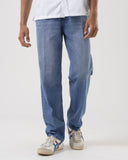 Medium Wash Jeans with Layered Waistband