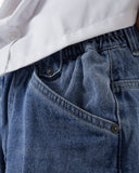 Medium Wash Jeans with Layered Waistband