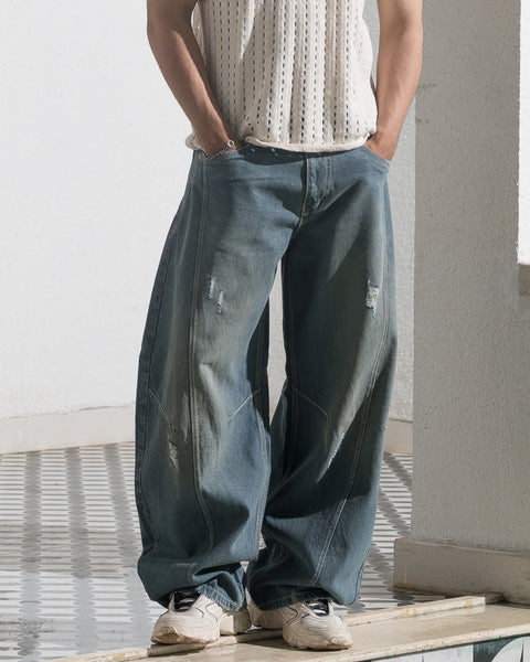 Barrel Fit Denim (Moss Blue)