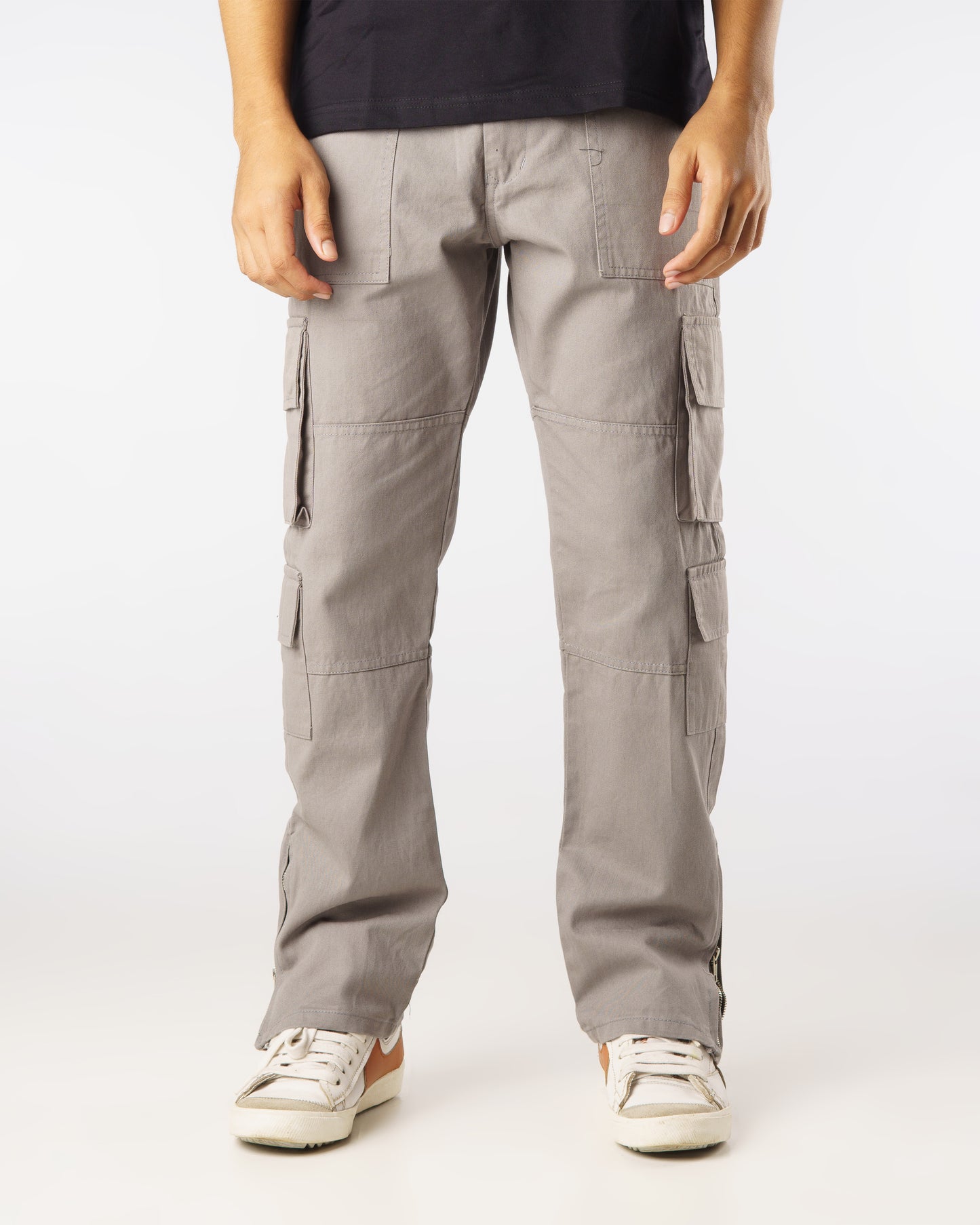 Flare Cargo Pants (Grey)