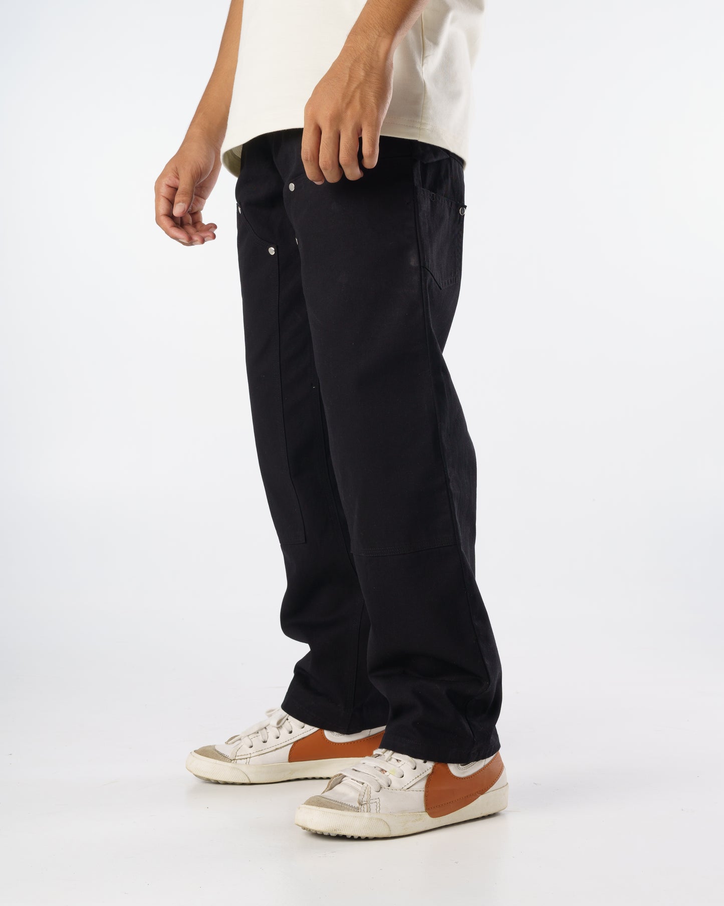 Double-knee Carpenter Pants (Black) – untld.in