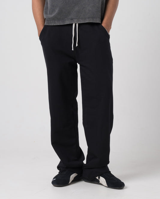 Raw Hem Loose Sweatpants (Black)