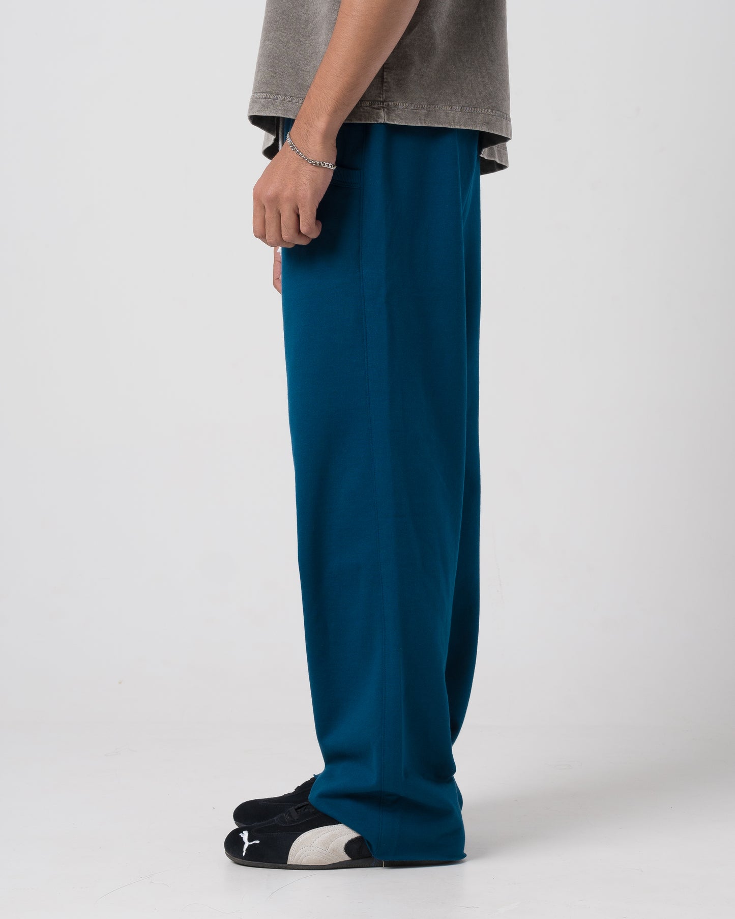 Raw Hem Loose Sweatpants (Teal)