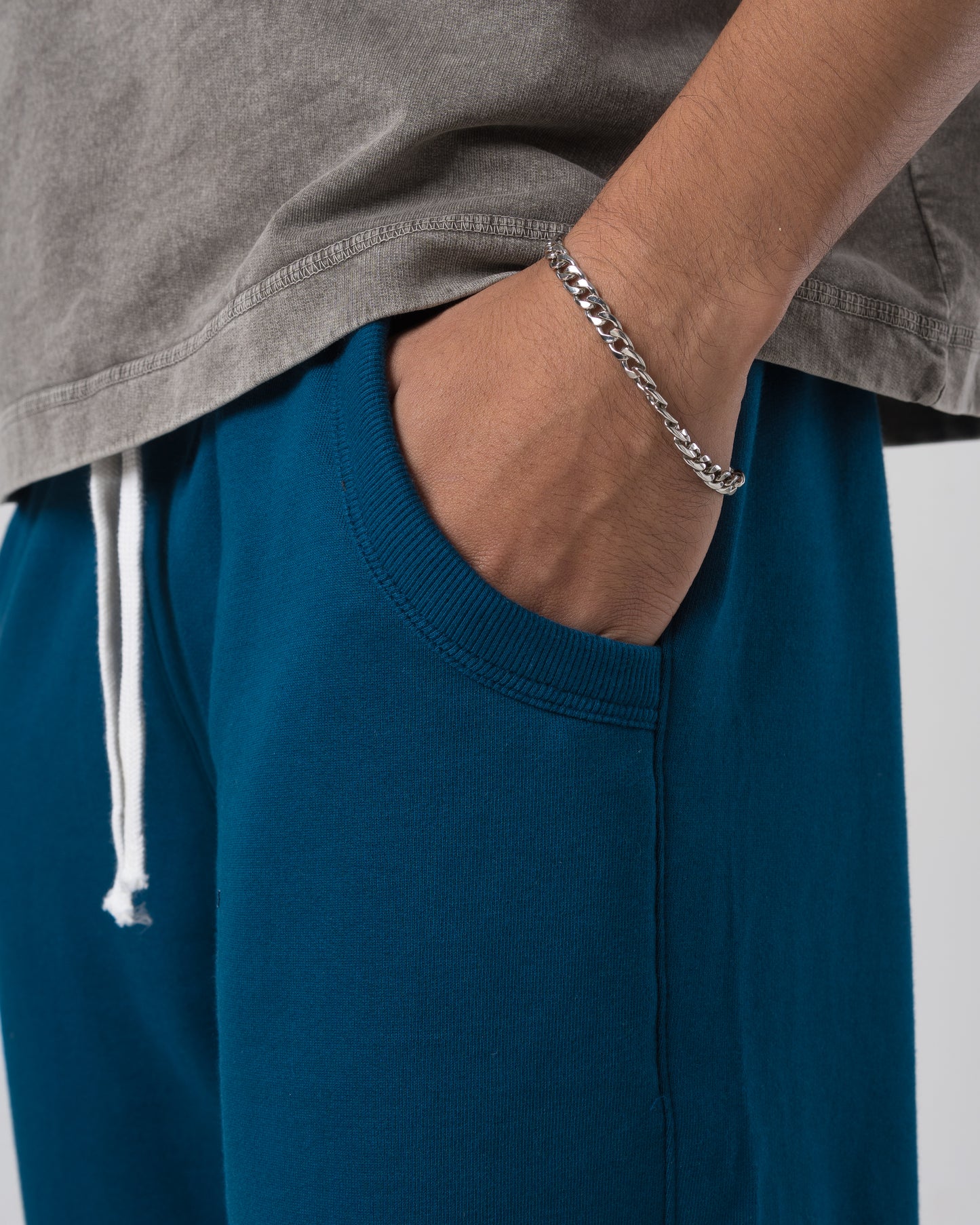 Raw Hem Loose Sweatpants (Teal)