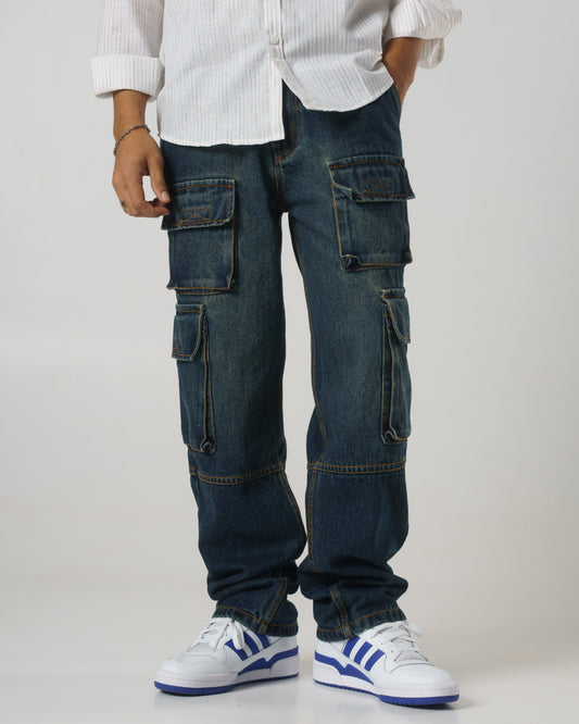 Denim Cargo Pants