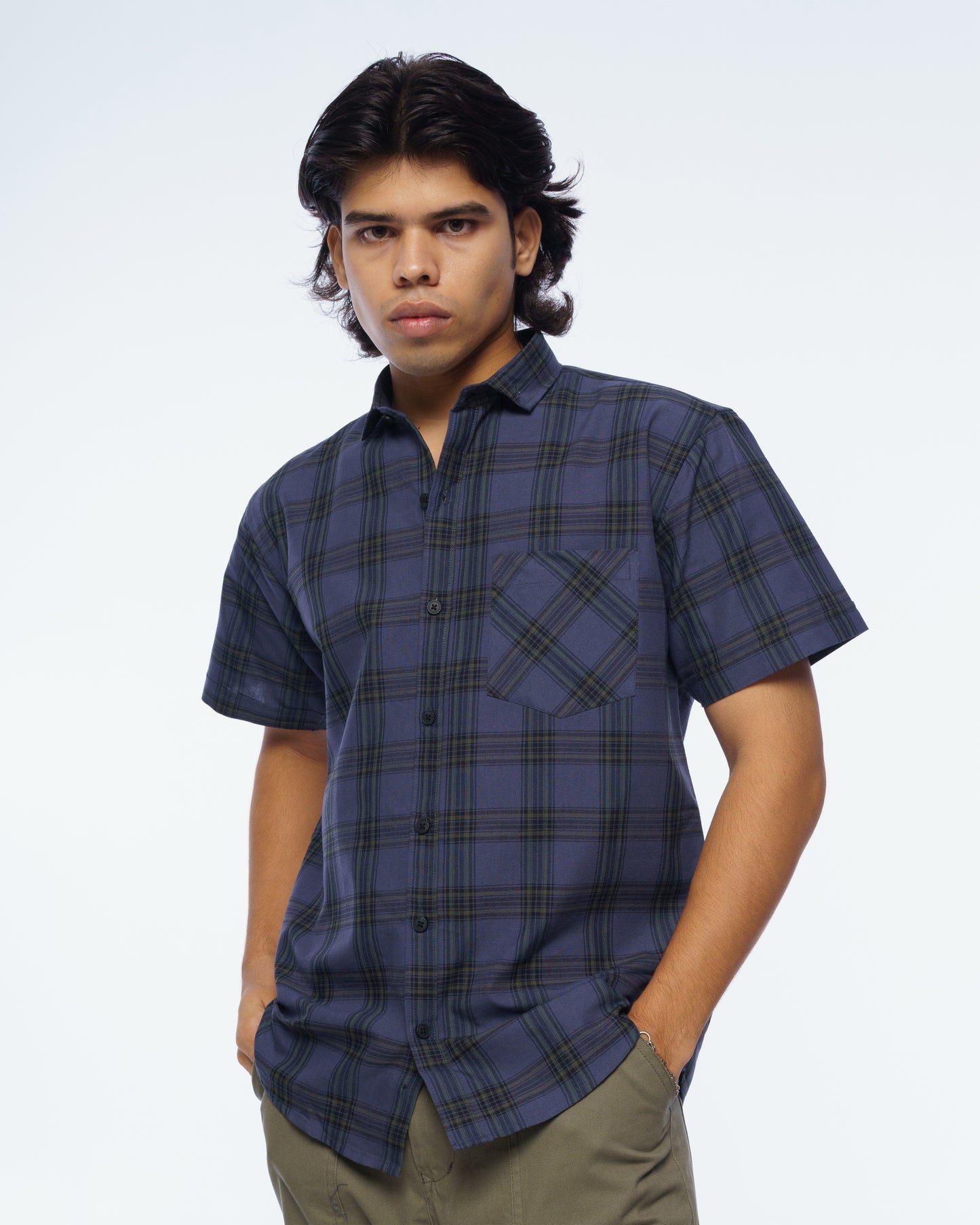 The Check Shirt (Navy)