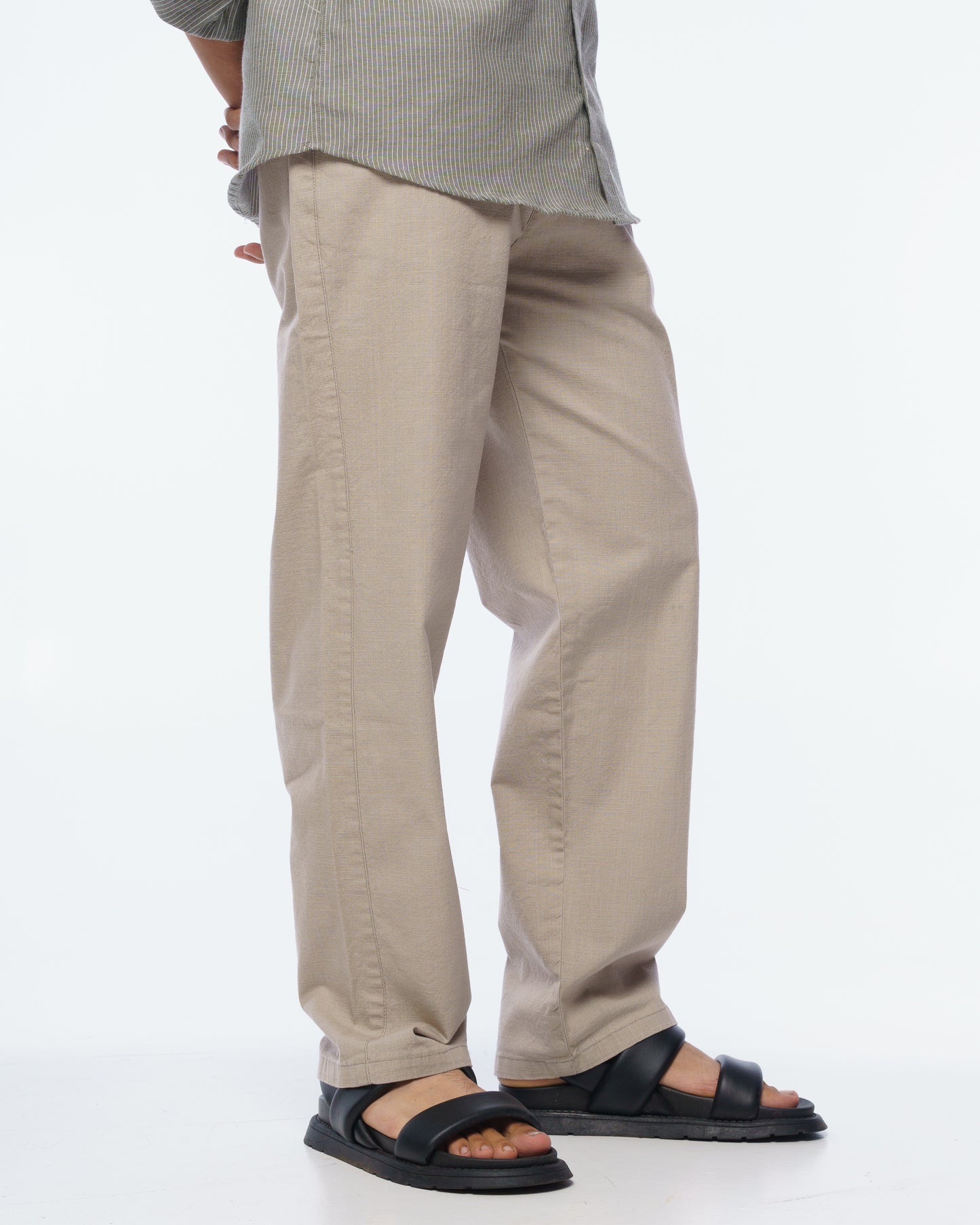 Linen Textured Pants (Beige)