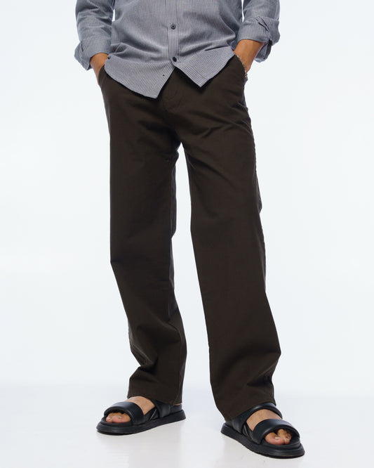 Linen Textured Pants (Olive)