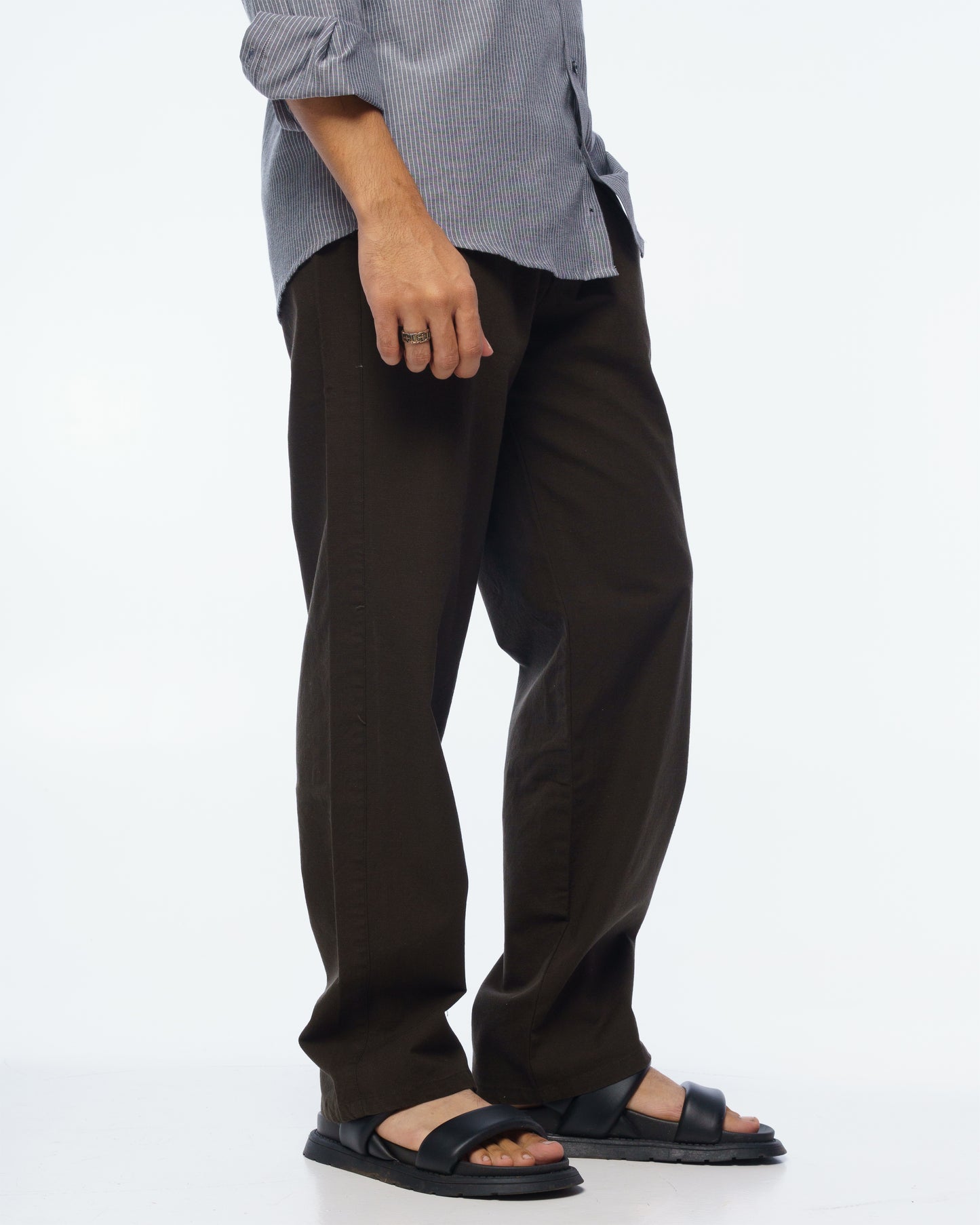 Linen Textured Pants (Olive)