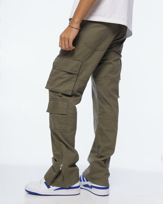 Flare Cargo Pants (Dusty Olive)