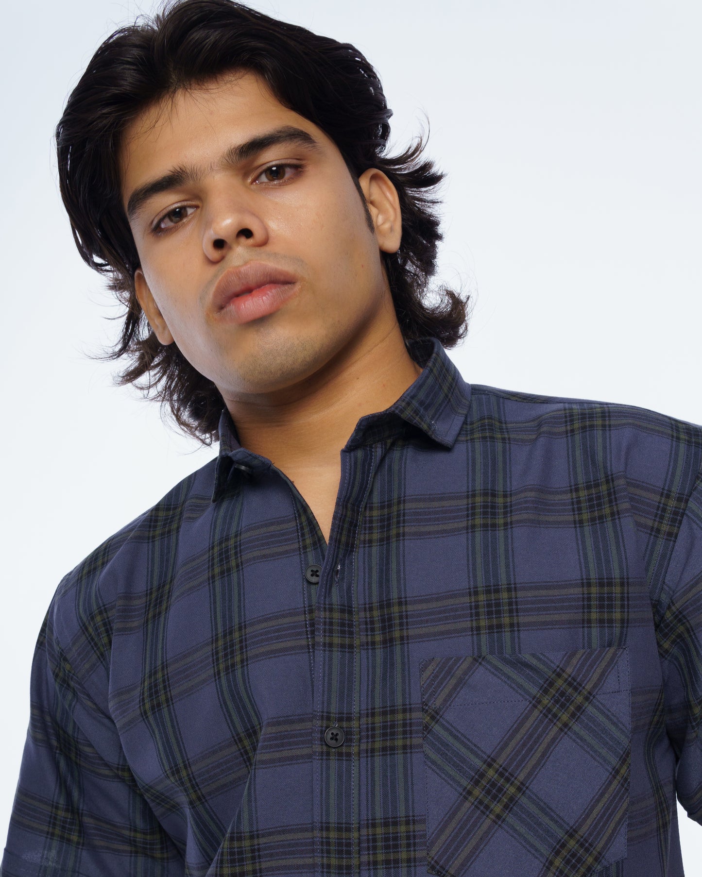 The Check Shirt (Navy)