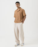 Camel Textured Camp Shirt