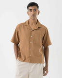 Camel Textured Camp Shirt