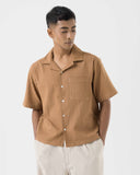 Camel Textured Camp Shirt
