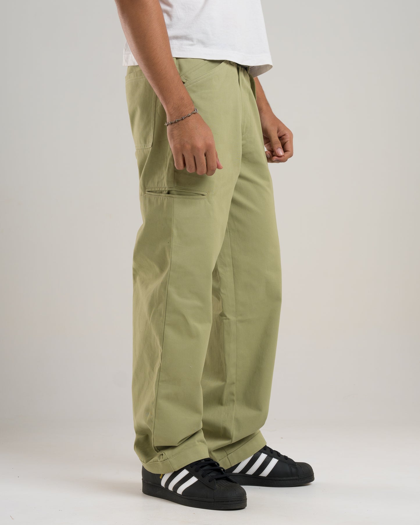 Twill Wide-Leg Pants (Pastel Green)