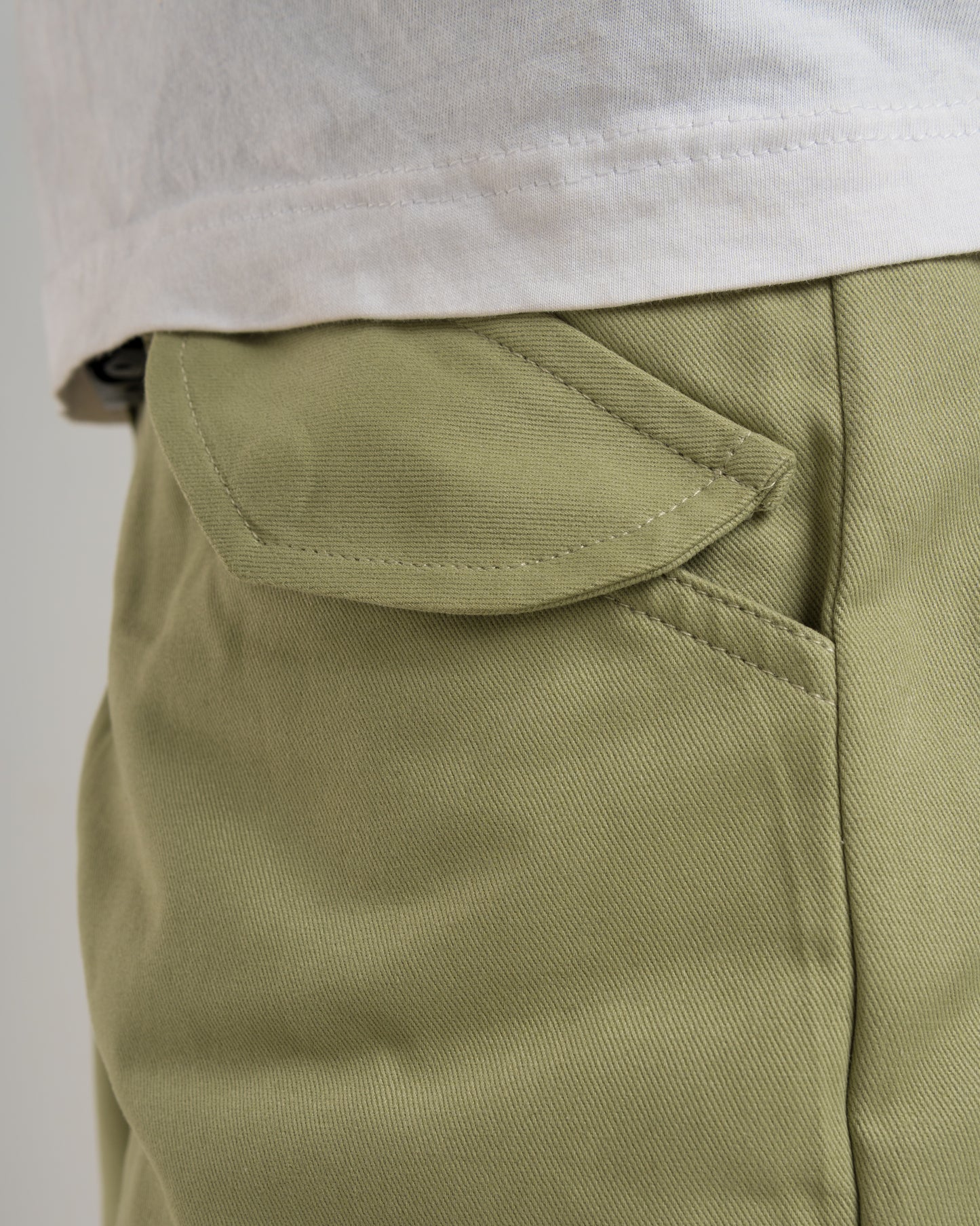 Twill Wide-Leg Pants (Pastel Green)