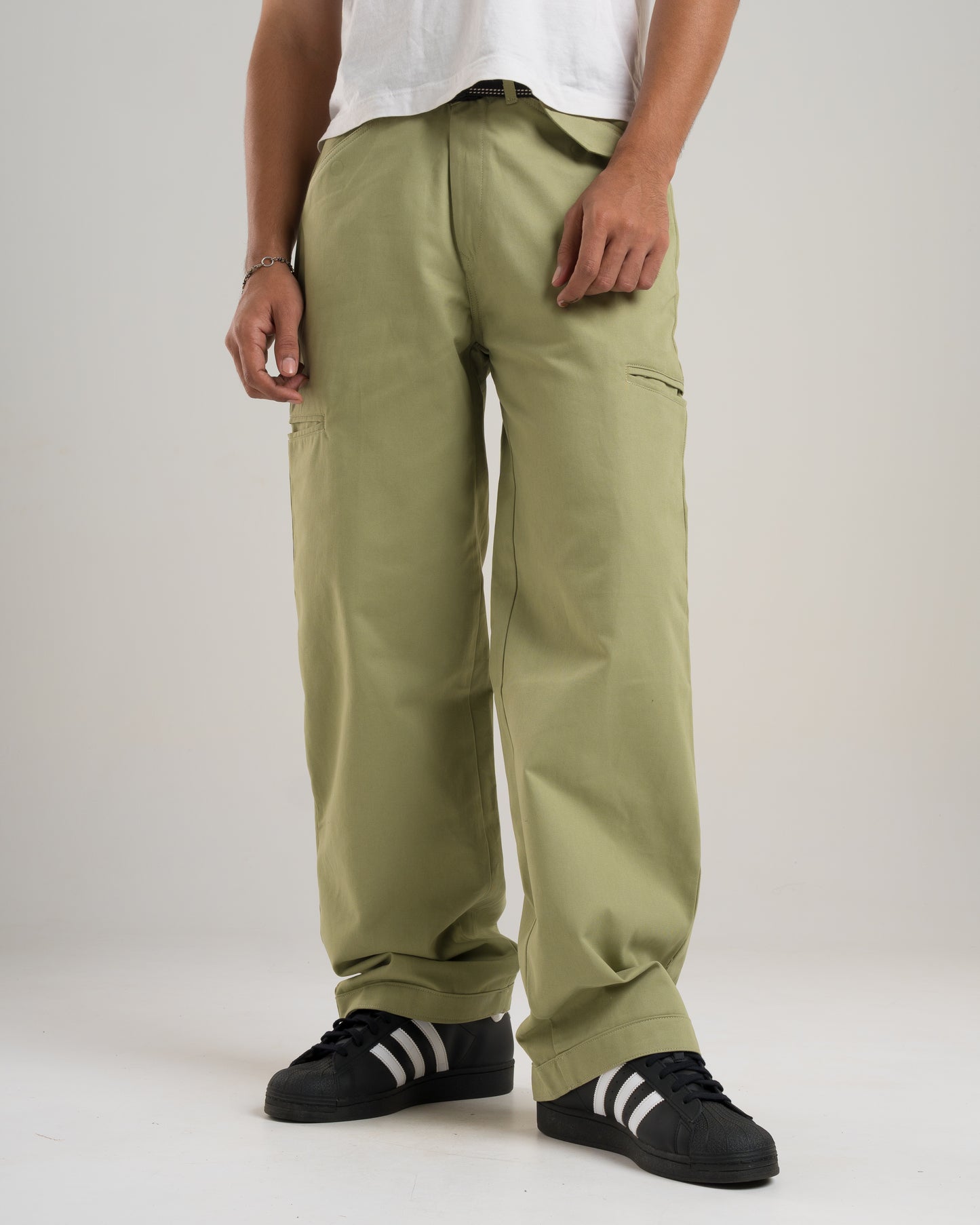 Twill Wide-Leg Pants (Pastel Green)