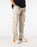 Flare Cargo Pants (Beige)