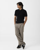 Cable-Knit Polo (Black)