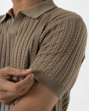 Cable-Knit Polo (Beige)