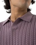 Cable-Knit Polo (Mauve)