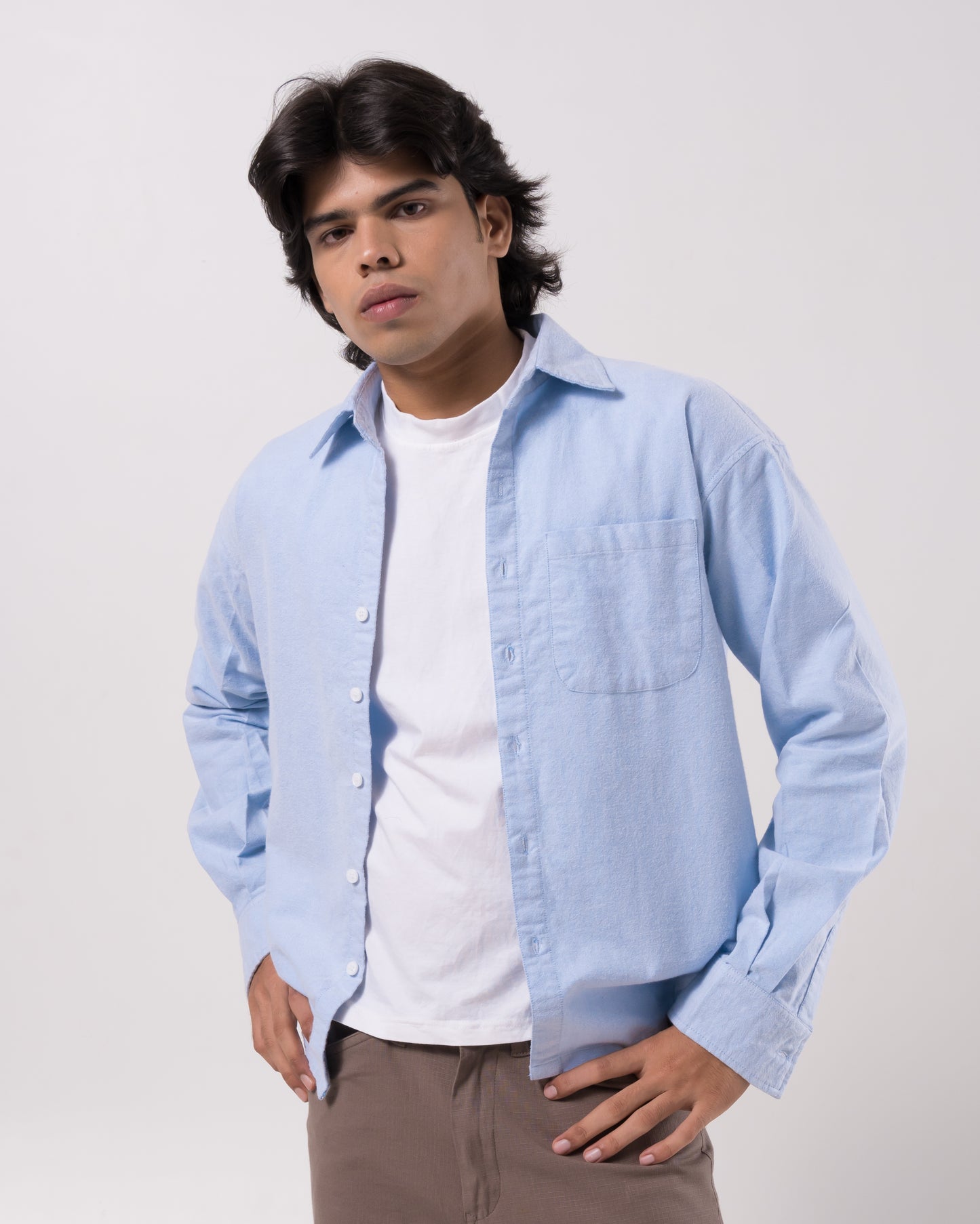 Brushed Oxford Shirt (Blue)