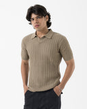 Cable-Knit Polo (Beige)