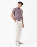 Cable-Knit Polo (Mauve)