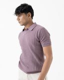 Cable-Knit Polo (Mauve)